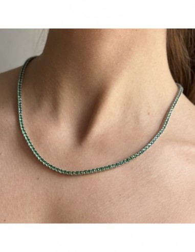 Collana Argento Rodiato Tennis Zirconi Verdi 2,5MM [f58c10e2]