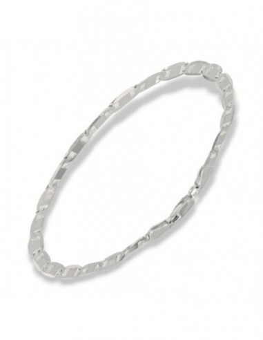 Bracciale Argento Rodiato Maglia Marina Schiacciata [f19667aa]