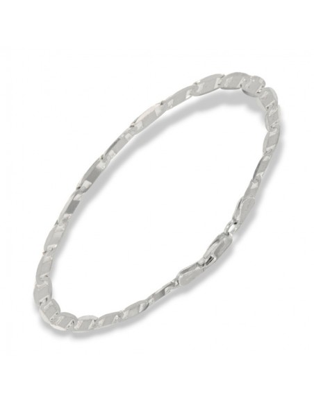 Bracciale Argento Rodiato Maglia Marina Schiacciata [f19667aa]