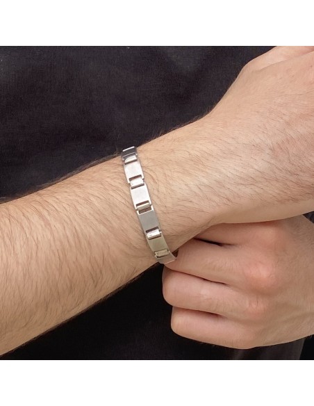 Bracciale Argento Rodiato A Piastre Rettangolari [921a94ae]