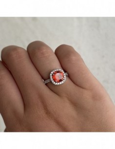 Anello Argento Rodiato Principessa Rossa 8x8MM [16c45dbf] 2