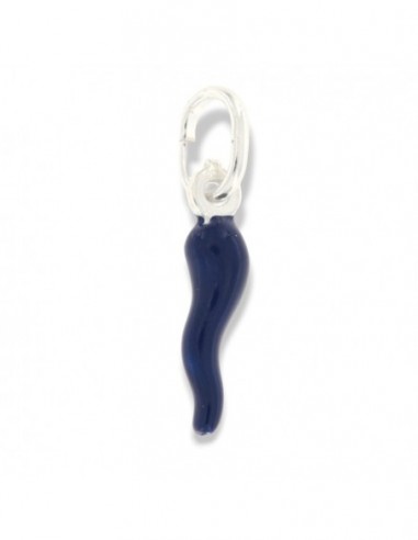 Ciondolo Argento Rodiato Corno Blu 18MM [cb4d1b08]