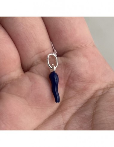 Ciondolo Argento Rodiato Corno Blu 18MM [4854b16e]
