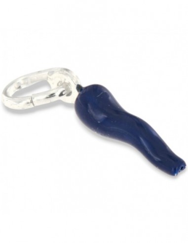 Ciondolo Argento Rodiato Corno Blu 18MM [ff49706a]