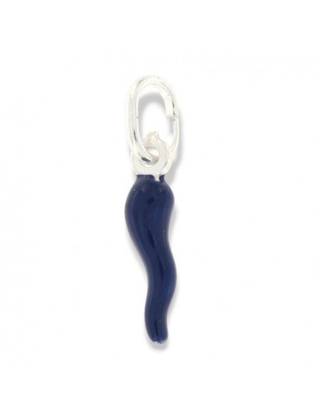 Ciondolo Argento Rodiato Corno Blu 18MM [fa193774]