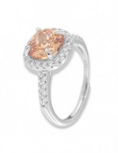 Anello Argento Rodiato Principessa Champagne 8x8MM [72e84c4b]