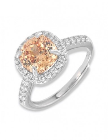 Anello Argento Rodiato Principessa Champagne 8x8MM [6281b49a]