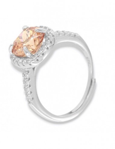 Anello Argento Rodiato Principessa Champagne 8x8MM [67d1f384]