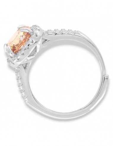 Anello Argento Rodiato Principessa Champagne 8x8MM [d0cc3280]