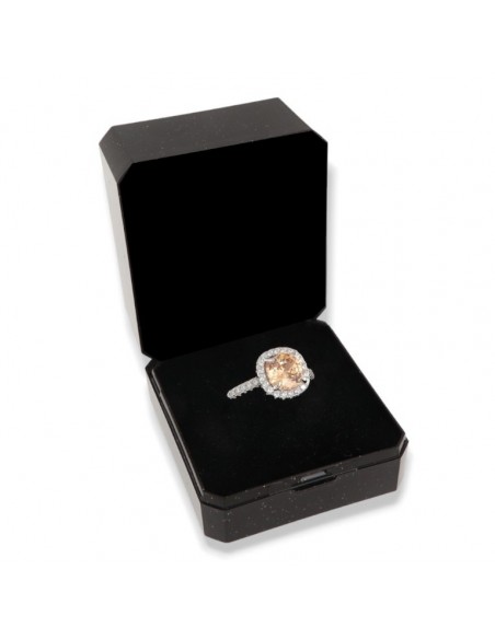 Anello Argento Rodiato Principessa Champagne 8x8MM [bef7b089]