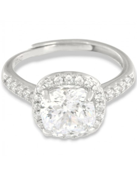 Anello Argento Rodiato Principessa Bianca 8x8MM [01b8015e]