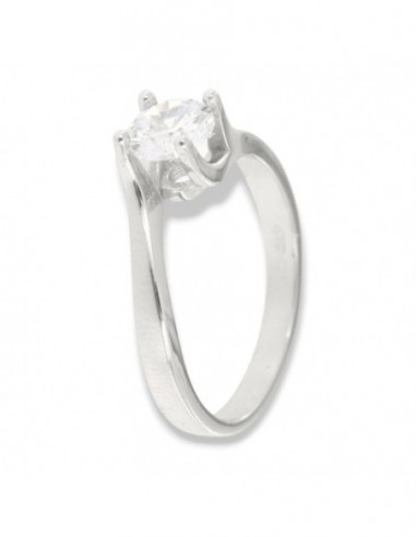 Anello Argento Rodiato Solitario Zircone 6MM [725f518a]