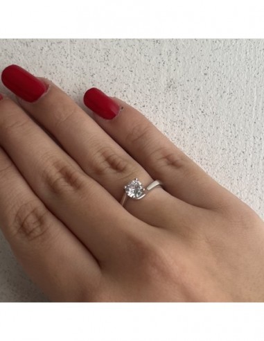 Anello Argento Rodiato Solitario Zircone 6MM [7eb47a45]