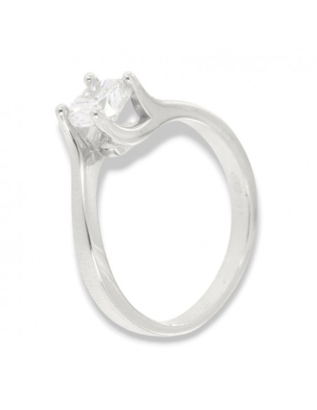 Anello Argento Rodiato Solitario Zircone 6MM [ccf9fc5f]