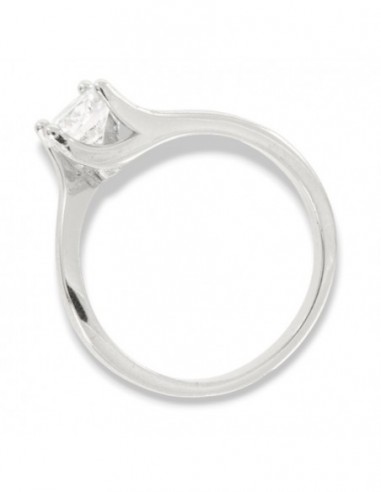 Anello Argento Rodiato Solitario Zircone 6MM [7be43d5b]