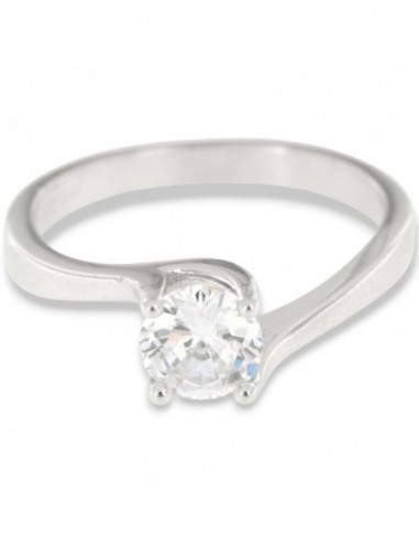 Anello Argento Rodiato Solitario Zircone 6MM [a2c27e56]