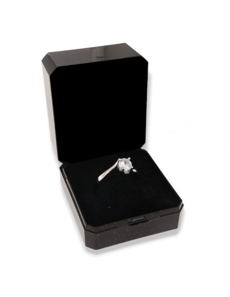 Anello Argento Rodiato Solitario Zircone 6MM [15dfbf52]