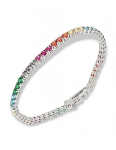 Bracciale Argento Tennis Zirconi Rainbow 3MM 18CM [8399f344]