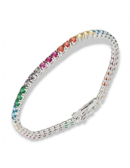 Bracciale Argento Tennis Zirconi Rainbow 3MM 18CM [8399f344]