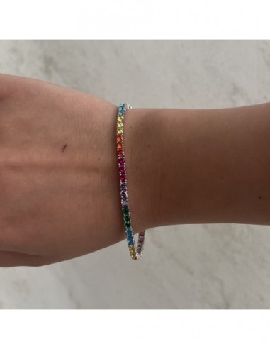 Bracciale Argento Tennis Zirconi Rainbow 3MM 18CM [3e9172d7]