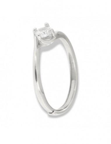 Anello Argento Rodiato Solitario Zircone 4MM [1c64d383]