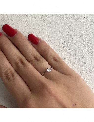 Anello Argento Rodiato Solitario Zircone 4MM [70edcb46]