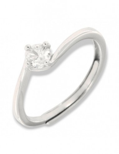 Anello Argento Rodiato Solitario Zircone 4MM [c7f00a42]