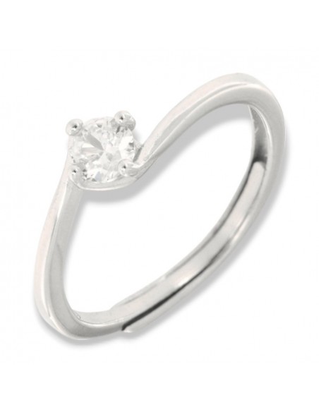 Anello Argento Rodiato Solitario Zircone 4MM [c7f00a42]