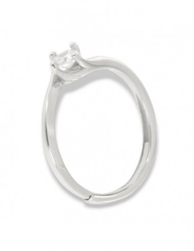 Anello Argento Rodiato Solitario Zircone 4MM [c2a04d5c]