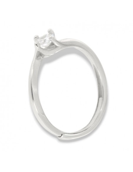 Anello Argento Rodiato Solitario Zircone 4MM [c2a04d5c]