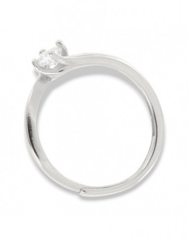 Anello Argento Rodiato Solitario Zircone 4MM [75bd8c58]