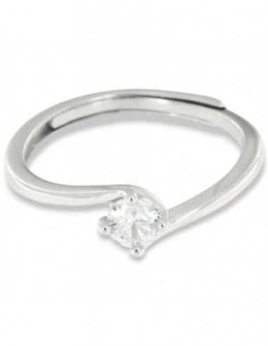 Anello Argento Rodiato Solitario Zircone 4MM [ac9bcf55]