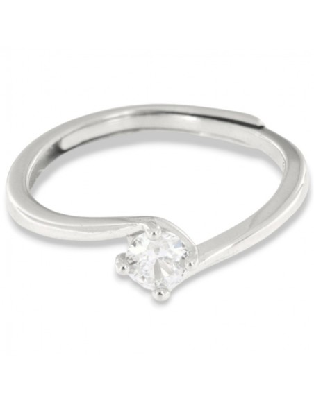 Anello Argento Rodiato Solitario Zircone 4MM [ac9bcf55]