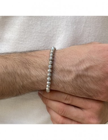 Bracciale Argento Rodiato Sfere Rigate [5628c467]