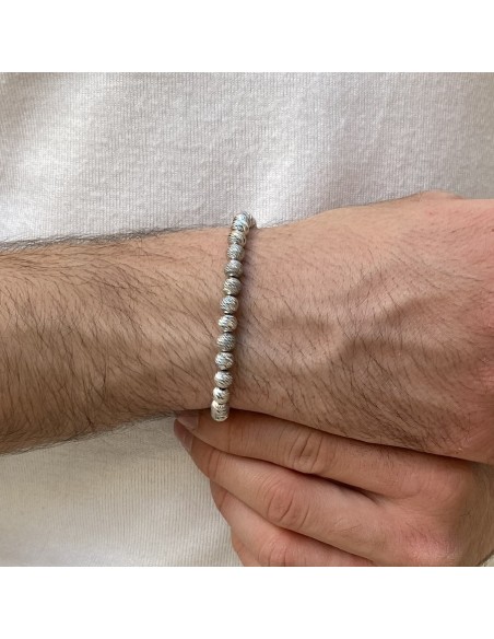 Bracciale Argento Rodiato Sfere Rigate [5628c467]