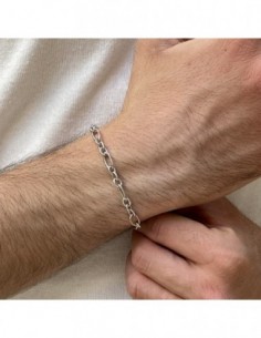 Bracciale Argento Rodiato Maglia Ovale 3+1 [b27738c1] 2