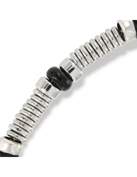 Bracciale Argento Rodiato Rondelle Sfere Nere [22e8b3f5]