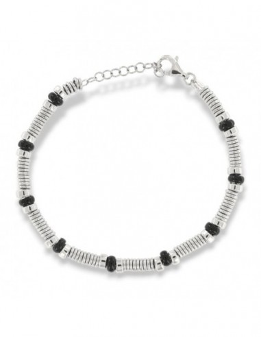 Bracciale Argento Rodiato Rondelle Sfere Nere [27b8f4eb]