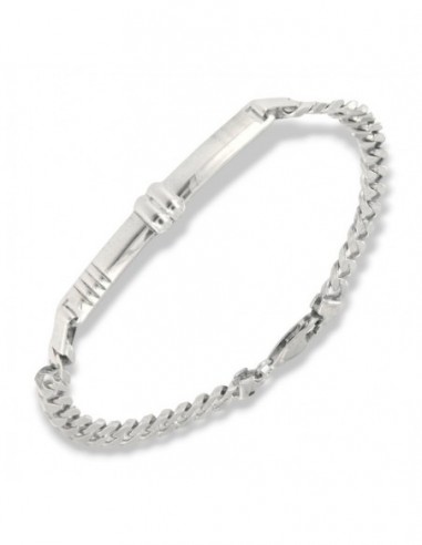 Bracciale Argento Rodiato Piastra Centrale Grumetta [003abedb]