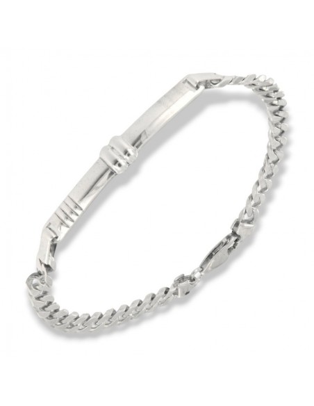 Bracciale Argento Rodiato Piastra Centrale Grumetta [003abedb]