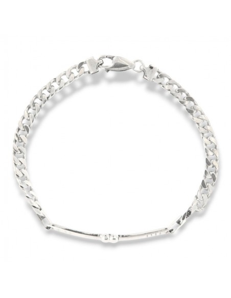 Bracciale Argento Rodiato Piastra Centrale Grumetta [8b546644]