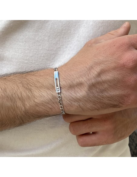 Bracciale Argento Rodiato Piastra Centrale Forata [b0ec895c]