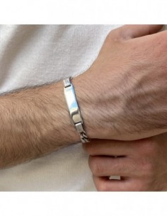 Bracciale Argento Rodiato Piastra Centrale Grumetta [dc4cbac8] 2
