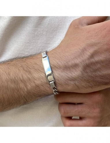 Bracciale Argento Rodiato Piastra Centrale Grumetta [25ab8259]