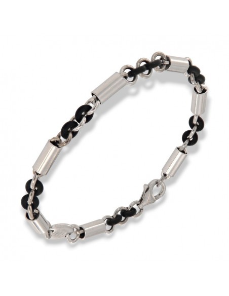 Bracciale Argento Rodiato Cilindri [5279f651]