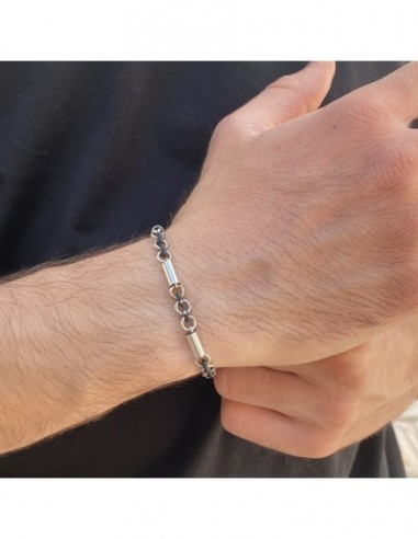 Bracciale Argento Rodiato Cilindri [33810aa7]
