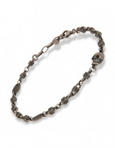 Bracciale Argento Brunito Teschio Zirconi Neri [e252b86f]