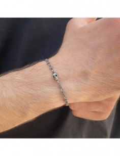Bracciale Argento Brunito Teschio Zirconi Neri [e252b86f] 2