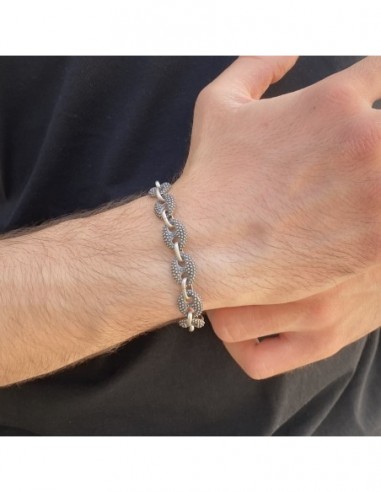 Bracciale Argento Rodiato Maglia Marina Pallinata [ce714acd]