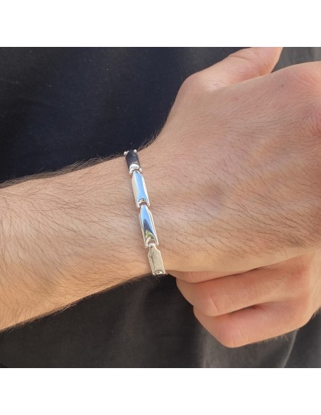 Bracciale Argento Rodiato Piastre Unite [371d9333]